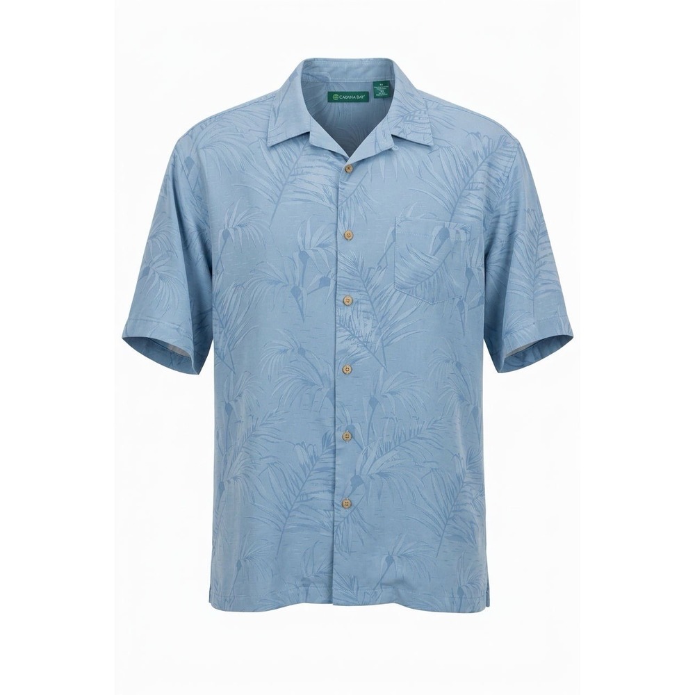 Cubavera Shirt Men's XL Hawaiian Paisley 100% Polyester Blue Summer Vacation